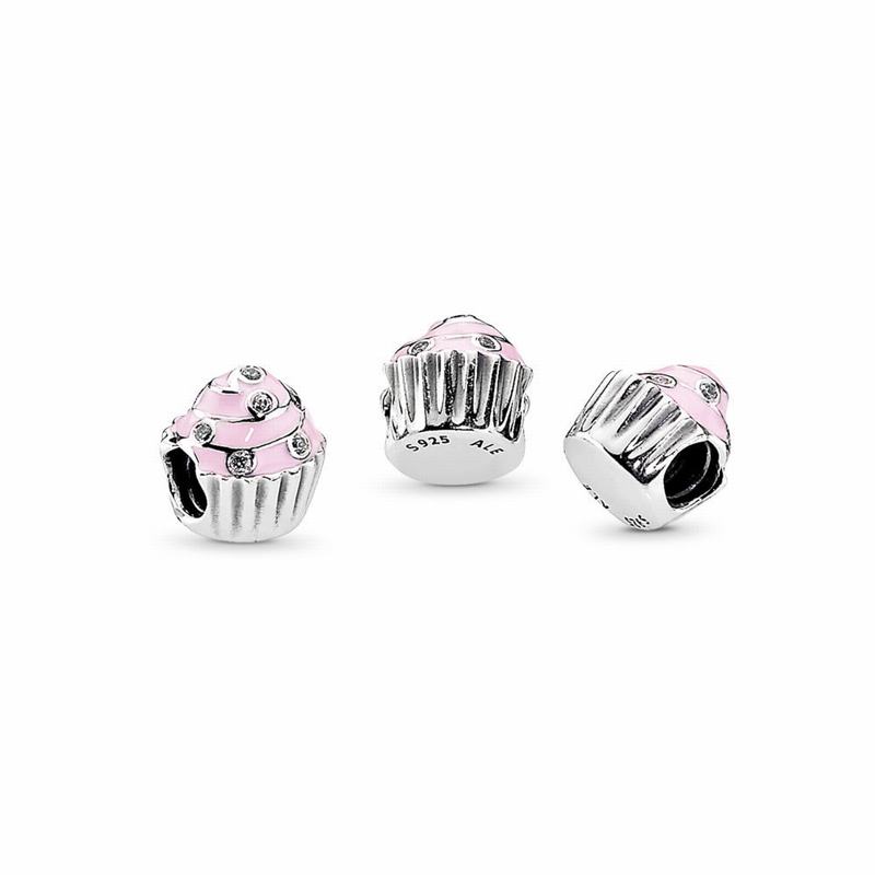 Pandora Sweet Cupcake Charm - Sterling Silver/Enamel/Pink/Cubic Zirconia - Canada | NE9498LV